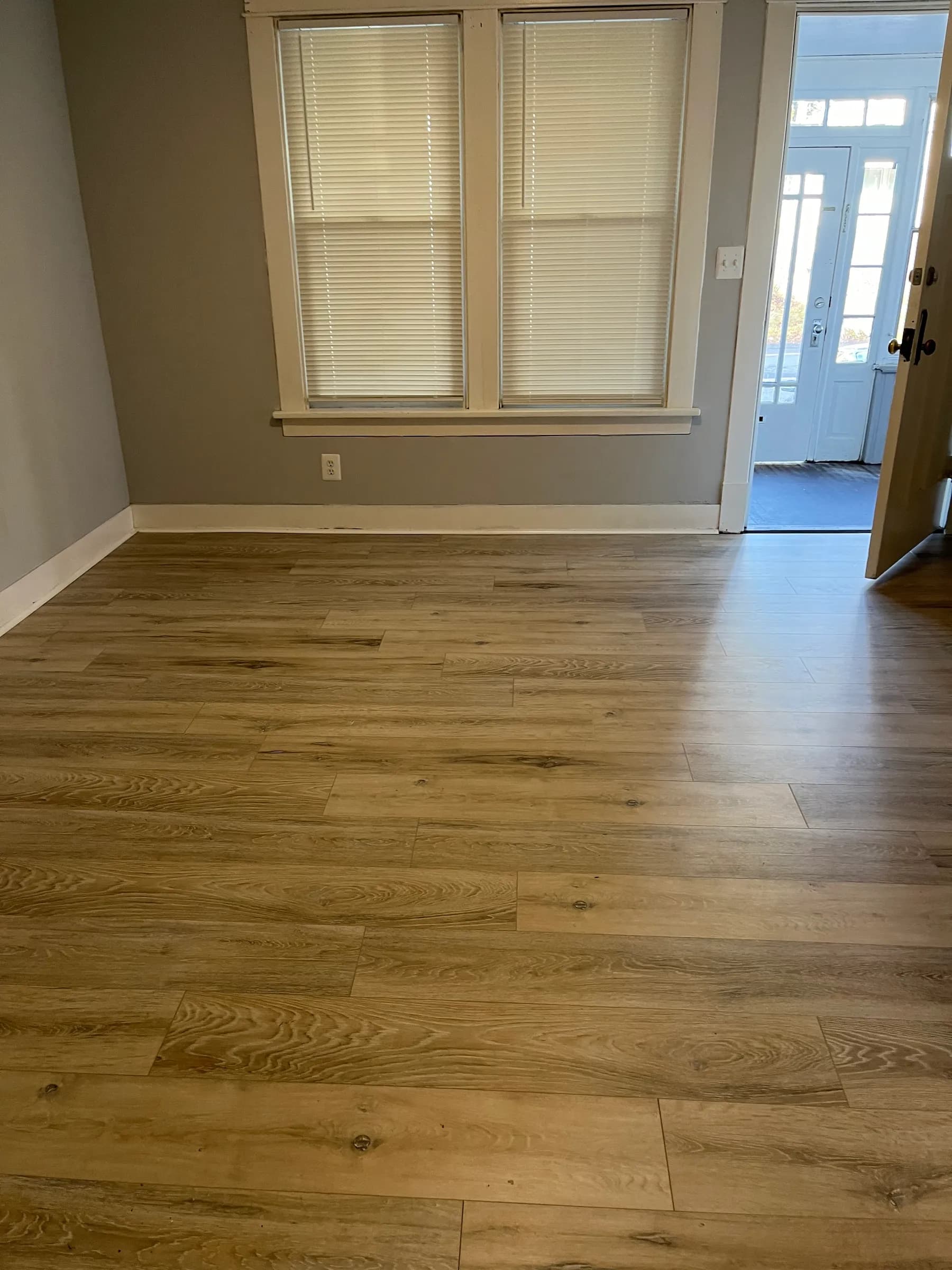 Wood-look plank flooring installation detail