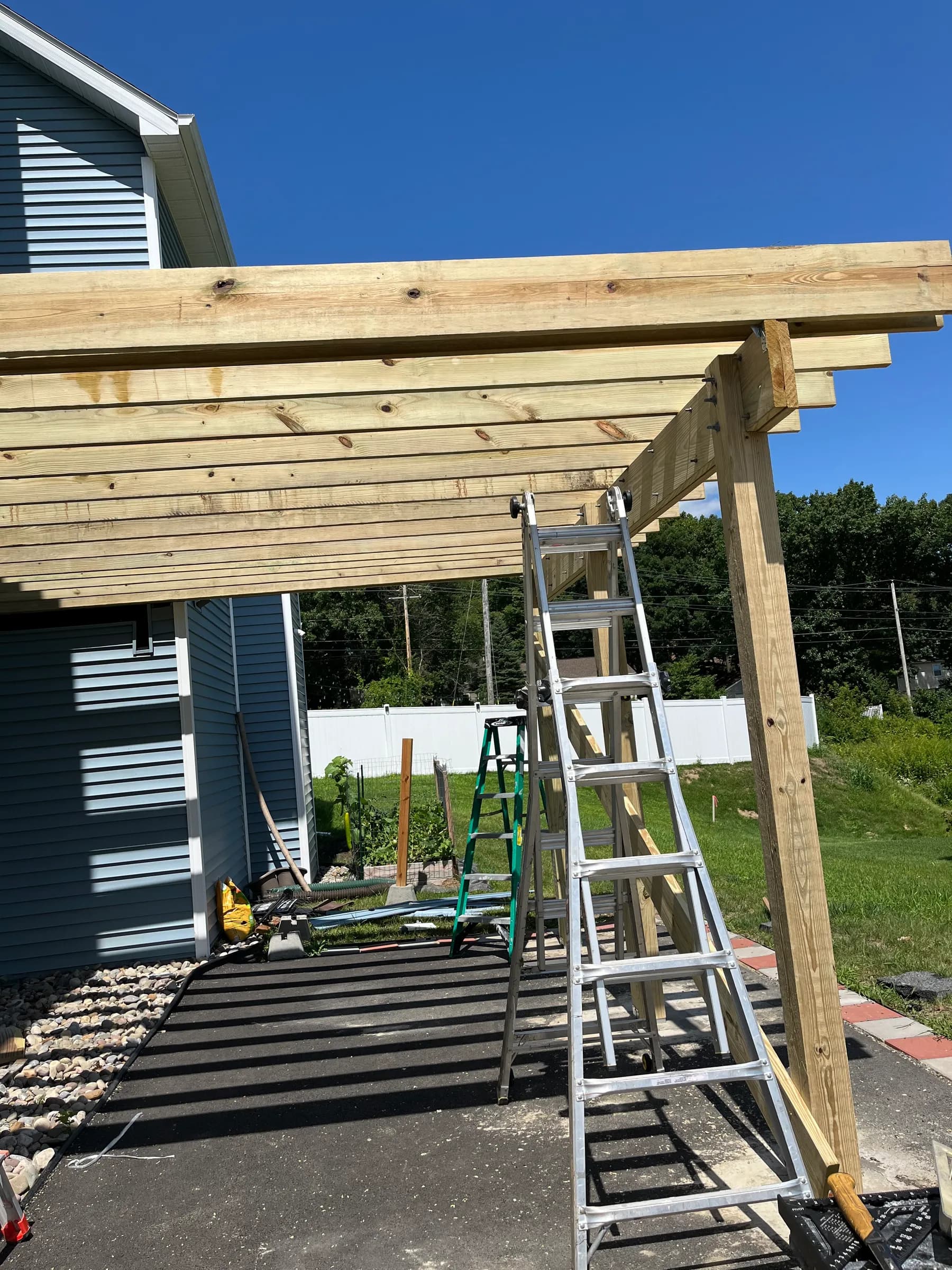 Pergola framing on sunny day